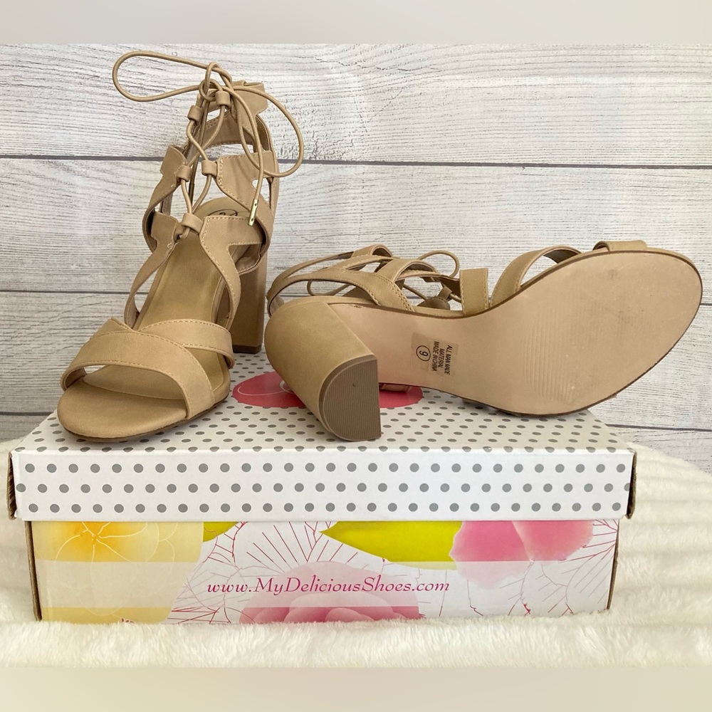 My Delicious Shoes | Mazie- H Lace Up Open Toe High Heels - Picture 5 of 11